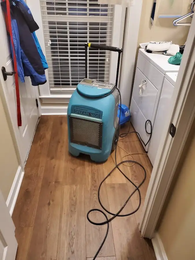 Commercial dehumidifier deployed for Flood Damage Cleanup in Falmouth